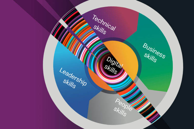 a colorful CD which shows skills as an advantage of team